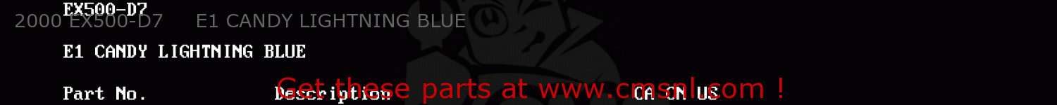 2000 EX500-D7     E1 CANDY LIGHTNING BLUE EX500D7 NINJA 500 2000 USA CALIFORNIA CANADA