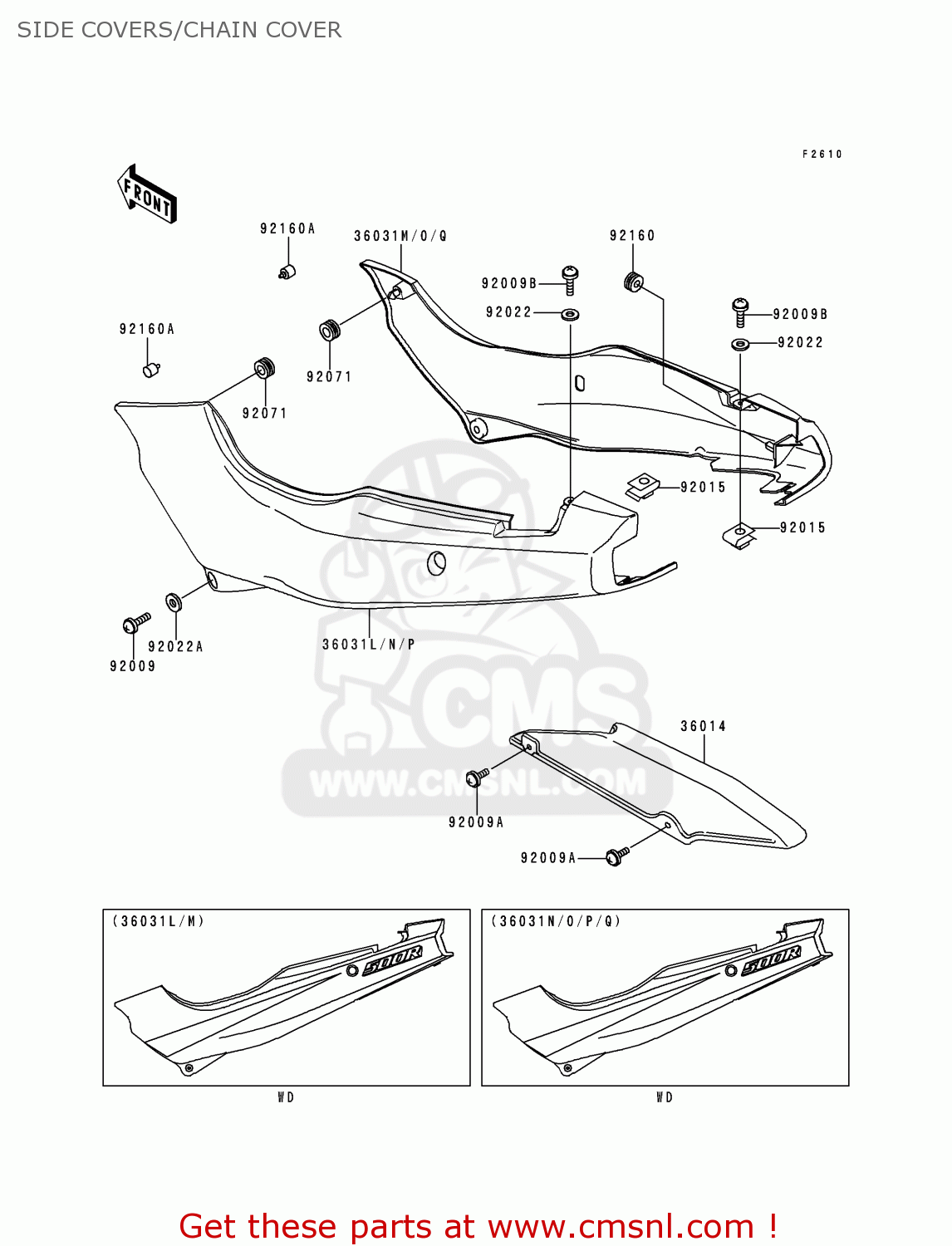 SIDE COVERS/CHAIN COVER EX500D7 NINJA 500 2000 USA CALIFORNIA CANADA