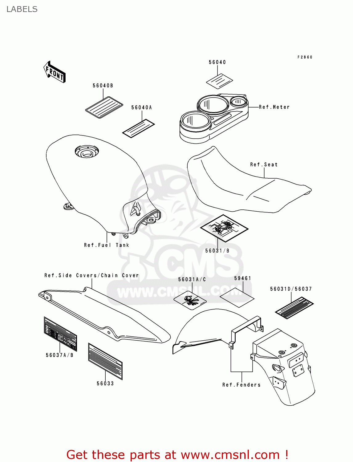 LABELS EX500D7 NINJA 500 2000 USA CALIFORNIA CANADA