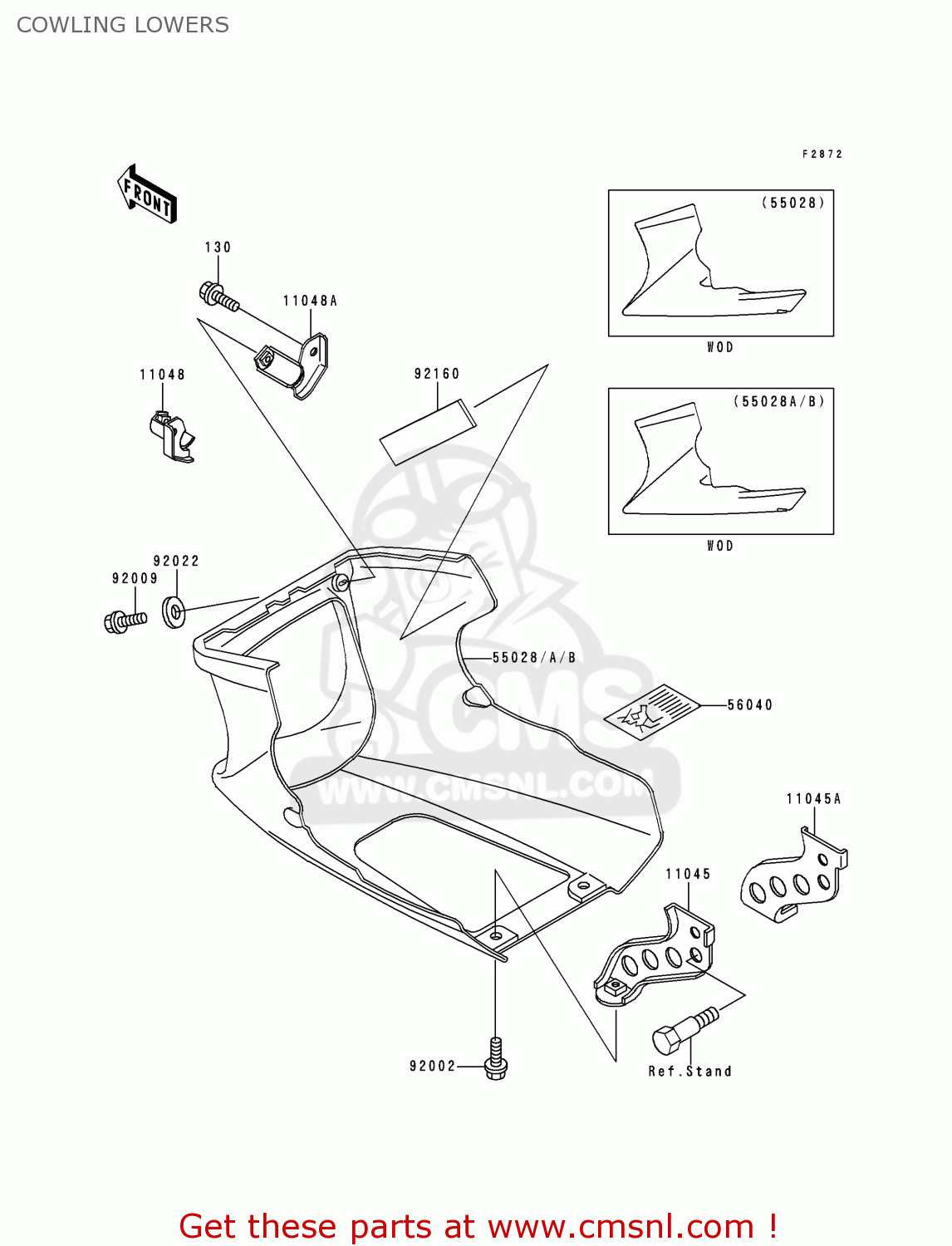 COWLING LOWERS EX500D7 NINJA 500 2000 USA CALIFORNIA CANADA