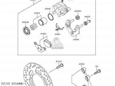REAR BRAKE - EX500D7 NINJA 500 2000 USA CALIFORNIA CANADA