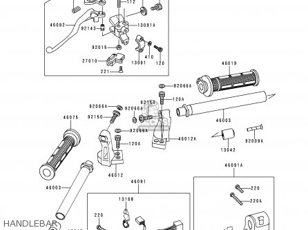 HANDLEBAR - EX500D7 NINJA 500 2000 USA CALIFORNIA CANADA