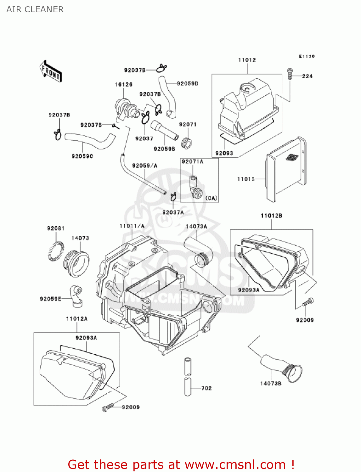 Kawasaki EX500D7F NINJA 500R 2007 USA CALIFORNIA CANADA AIR CLEANER