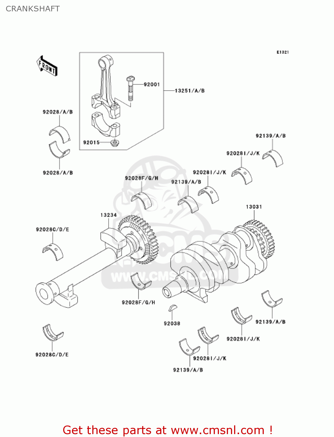 CRANKSHAFT EX500D7F NINJA 500R 2007 USA CALIFORNIA CANADA