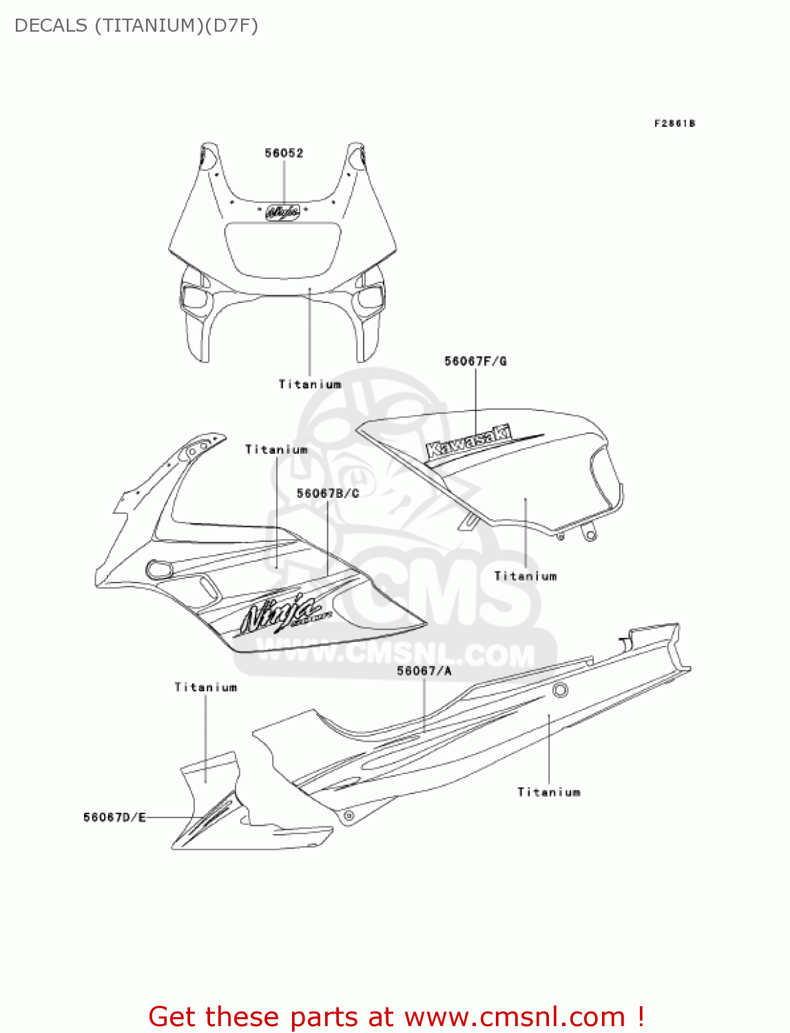 DECALS (TITANIUM)(D7F) EX500D7F NINJA 500R 2007 USA CALIFORNIA CANADA