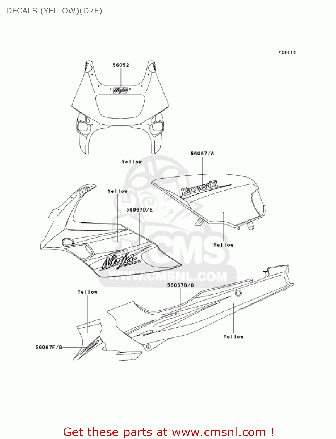 DECALS (YELLOW)(D7F) EX500D7F NINJA 500R 2007 USA CALIFORNIA CANADA