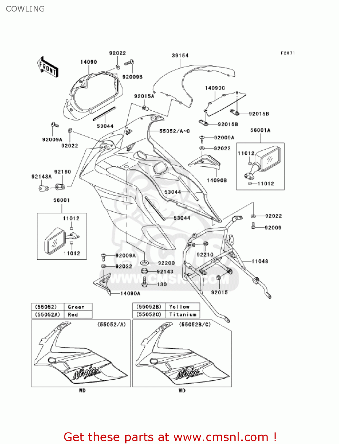 COWLING EX500D7F NINJA 500R 2007 USA CALIFORNIA CANADA