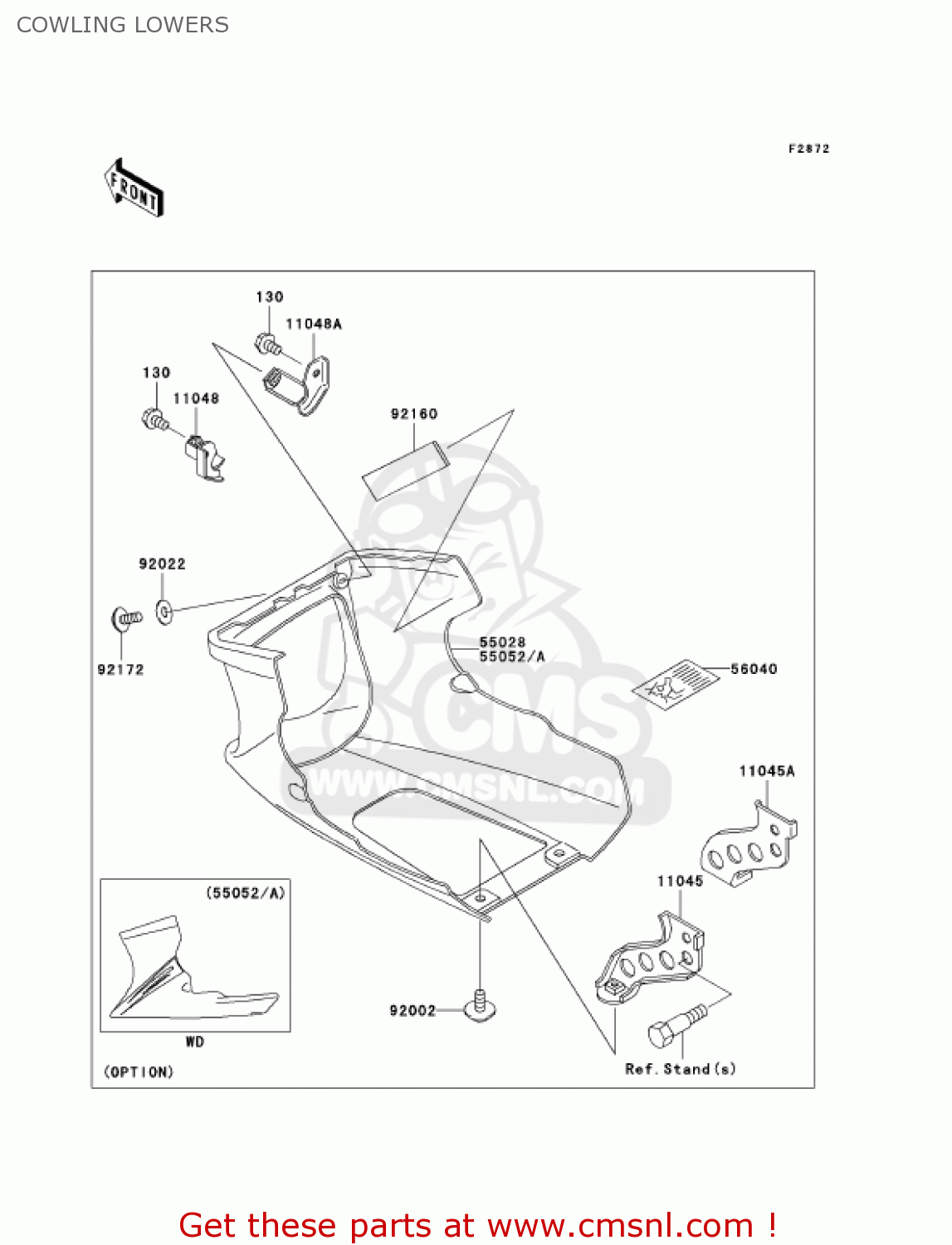 COWLING LOWERS EX500D7F NINJA 500R 2007 USA CALIFORNIA CANADA