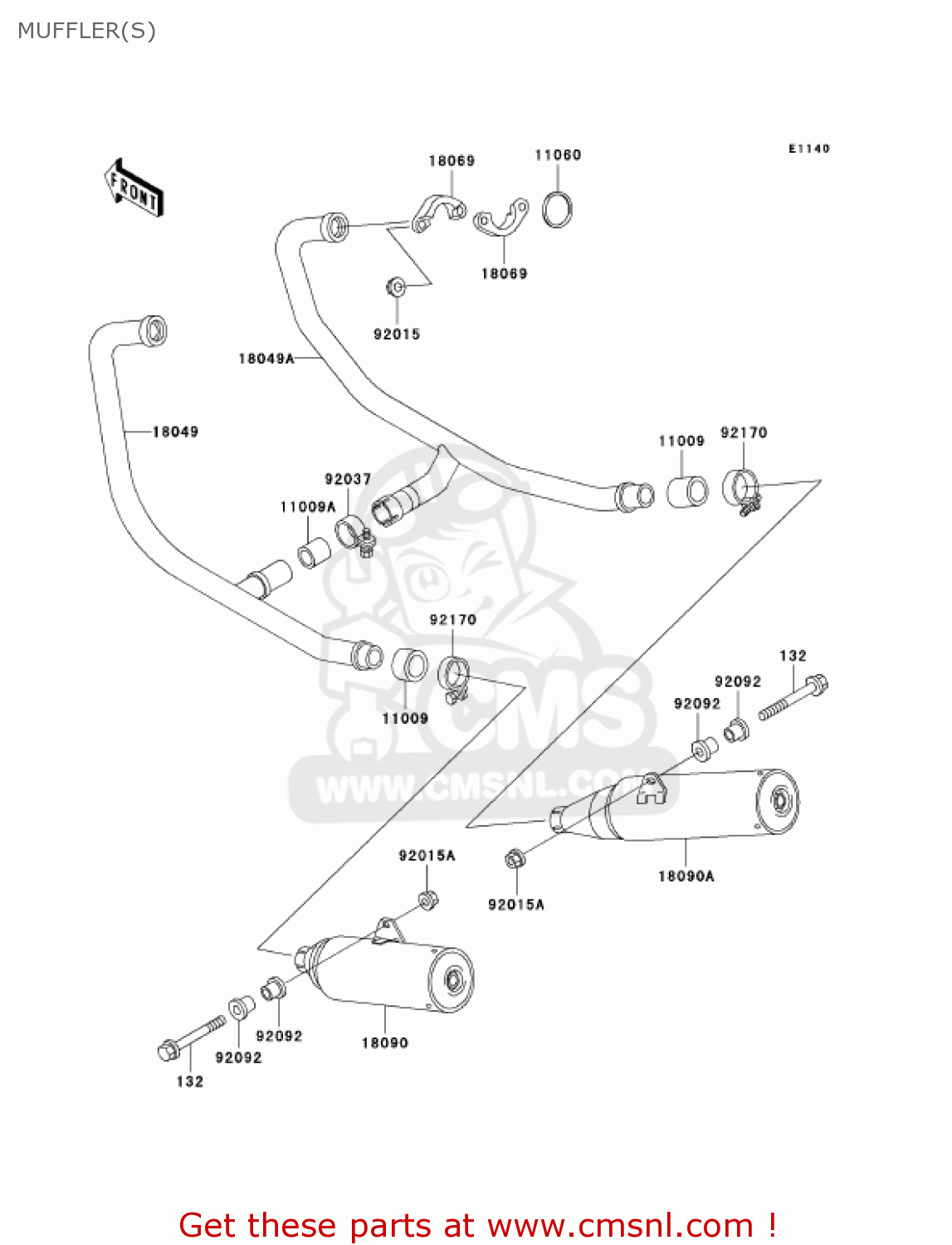 MUFFLER(S) EX500D7F NINJA 500R 2007 USA CALIFORNIA CANADA