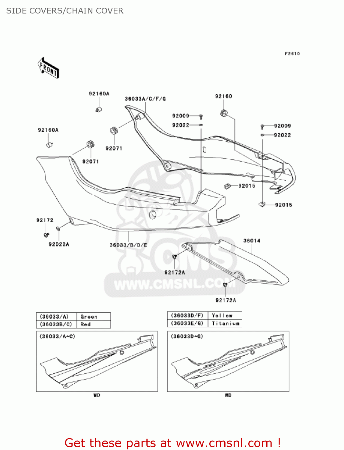 SIDE COVERS/CHAIN COVER EX500D7F NINJA 500R 2007 USA CALIFORNIA CANADA