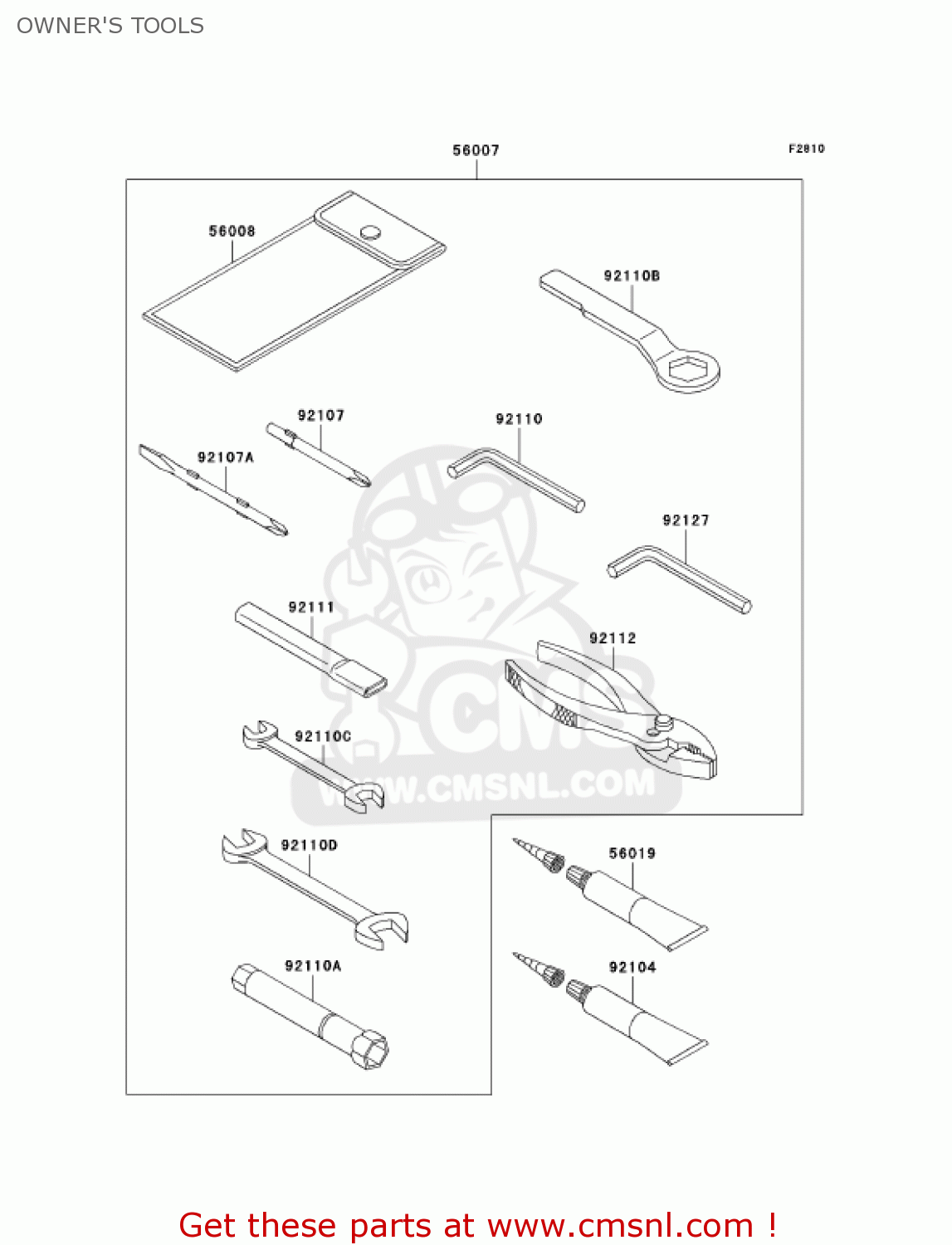 OWNER'S TOOLS EX500D7F NINJA 500R 2007 USA CALIFORNIA CANADA