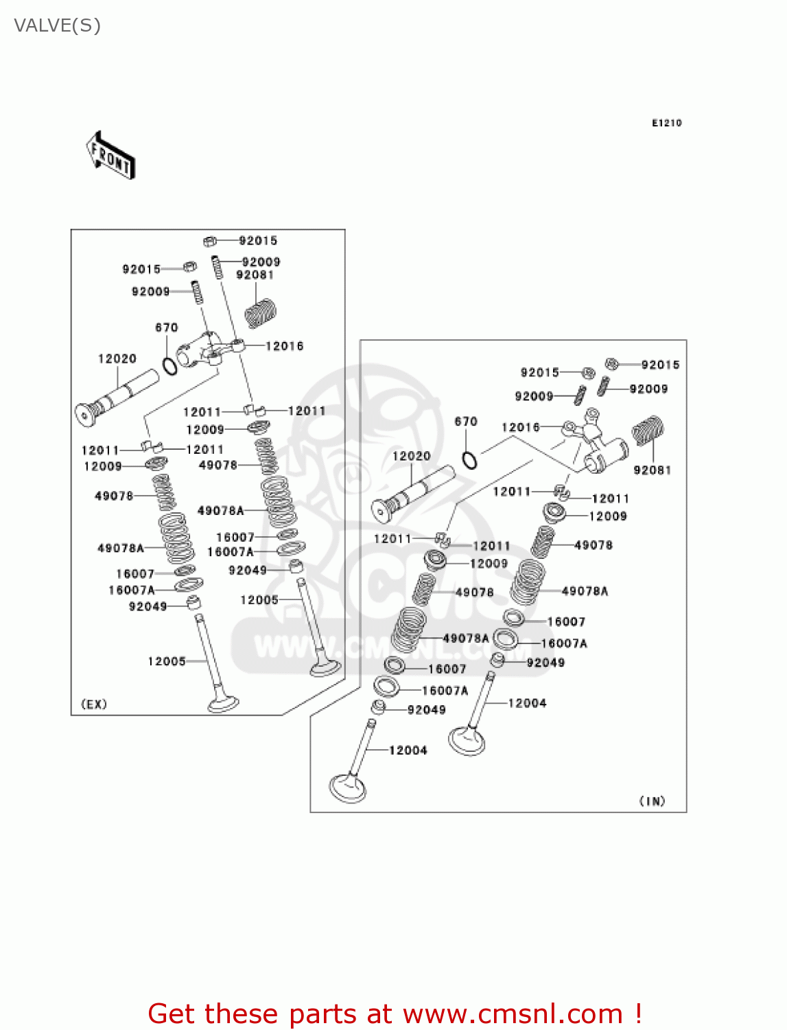 VALVE(S) EX500D7F NINJA 500R 2007 USA CALIFORNIA CANADA