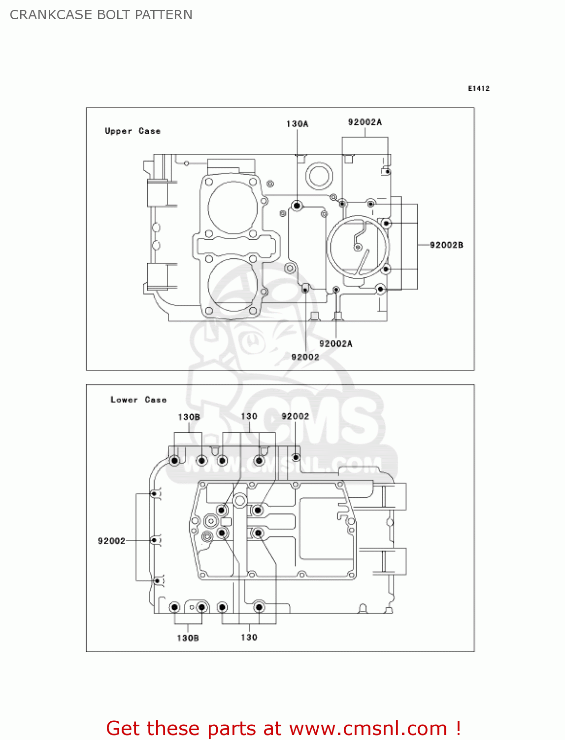 CRANKCASE BOLT PATTERN EX500D7F NINJA 500R 2007 USA CALIFORNIA CANADA