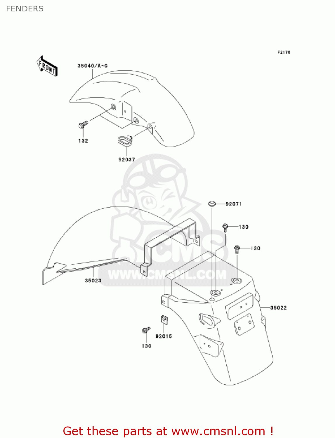 FENDERS EX500D7F NINJA 500R 2007 USA CALIFORNIA CANADA