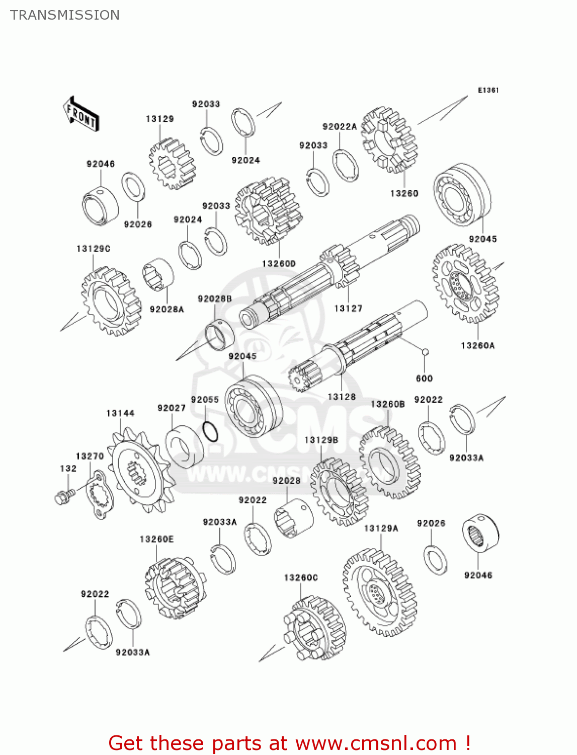 TRANSMISSION EX500D7F NINJA 500R 2007 USA CALIFORNIA CANADA