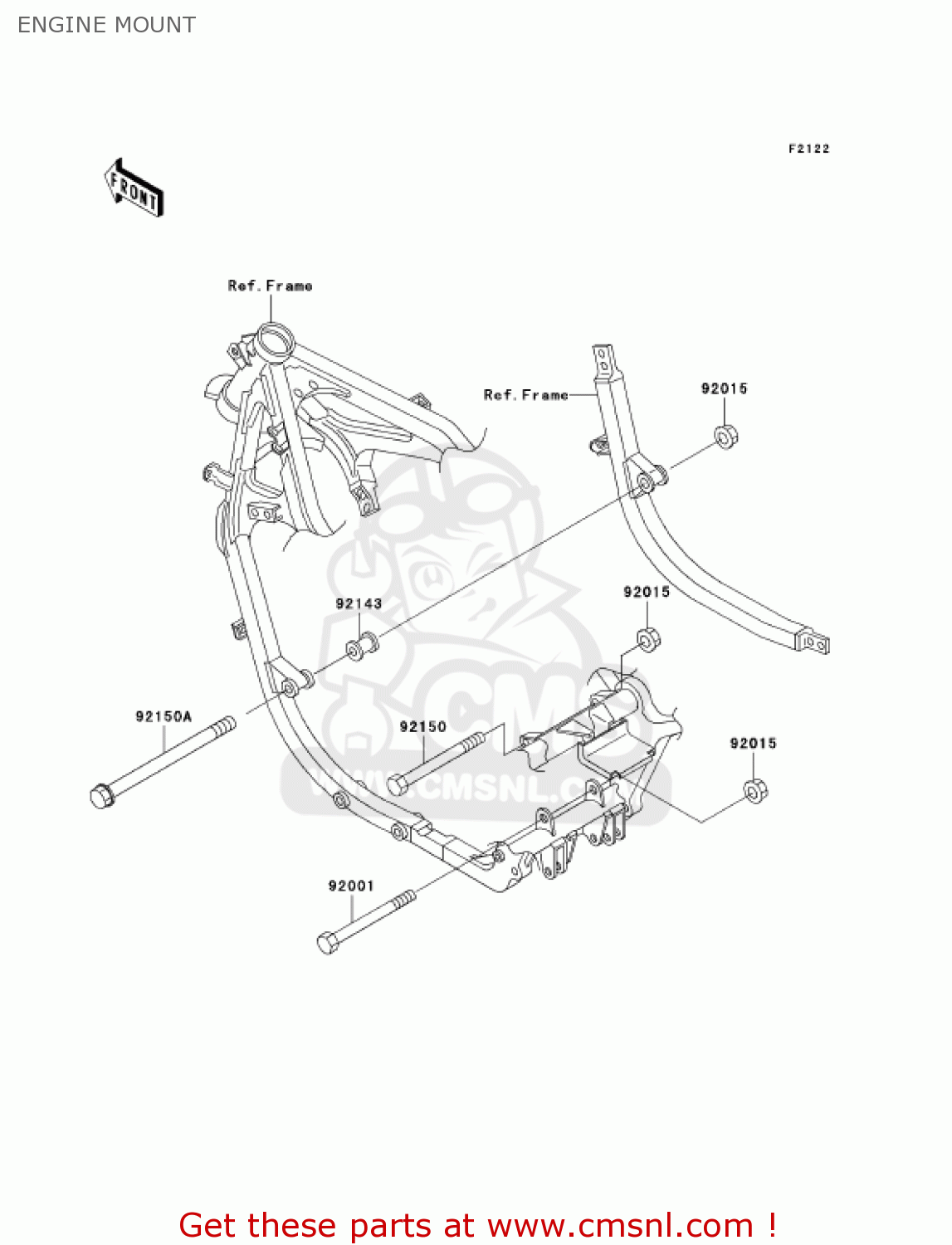 ENGINE MOUNT EX500D7F NINJA 500R 2007 USA CALIFORNIA CANADA