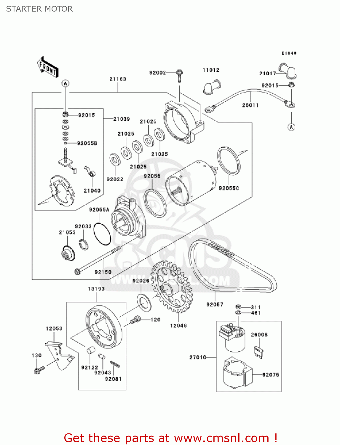 STARTER MOTOR EX500D7F NINJA 500R 2007 USA CALIFORNIA CANADA