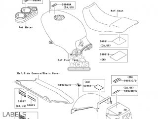 LABELS - EX500D7F NINJA 500R 2007 USA CALIFORNIA CANADA