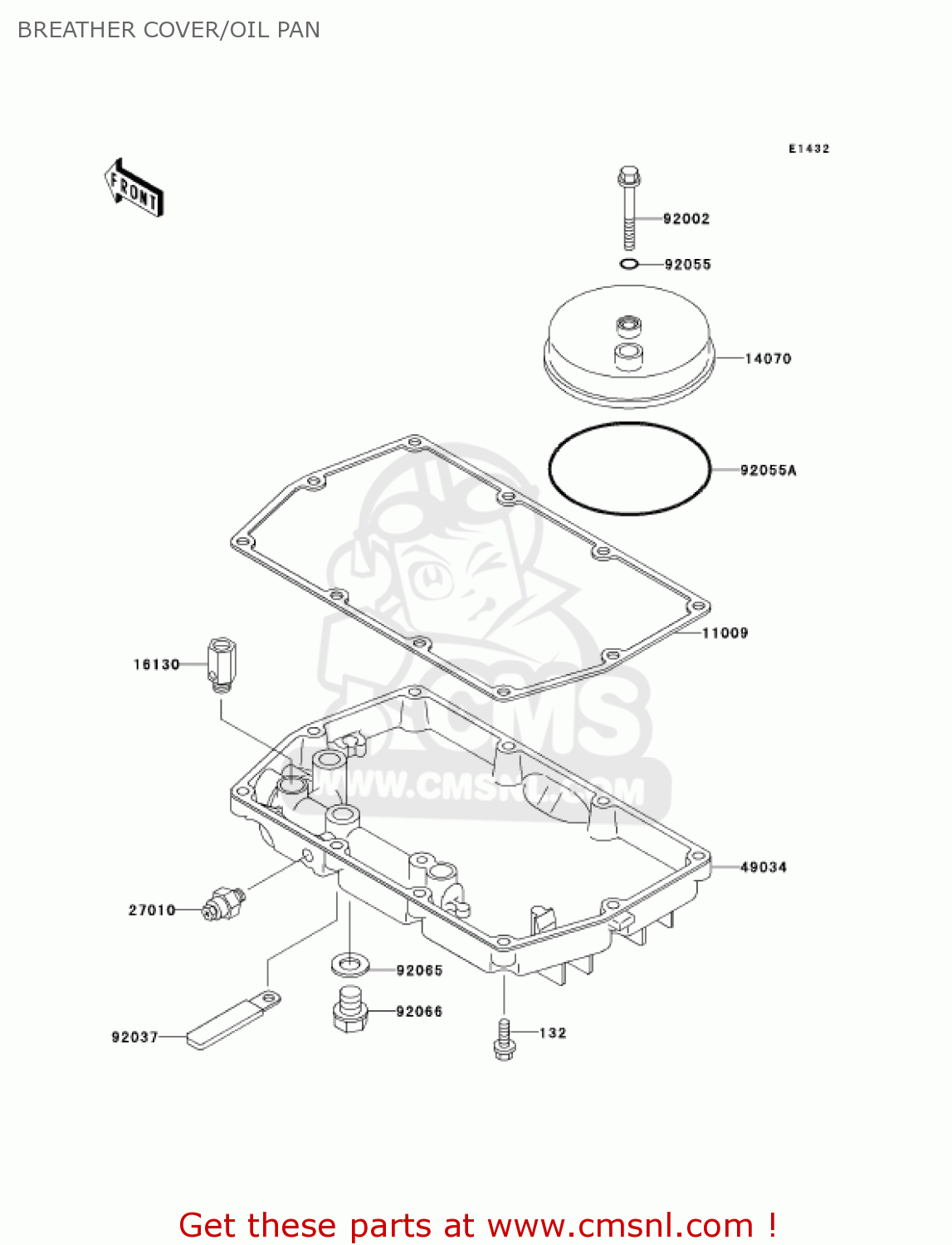 BREATHER COVER/OIL PAN EX500D8 NINJA 500R 2001 USA CALIFORNIA CANADA