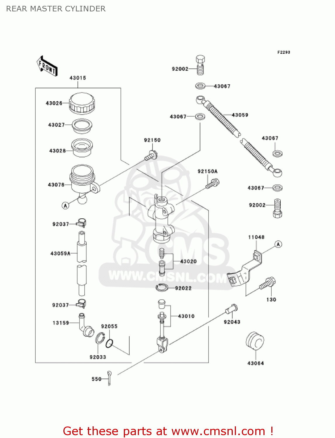 REAR MASTER CYLINDER EX500D8 NINJA 500R 2001 USA CALIFORNIA CANADA