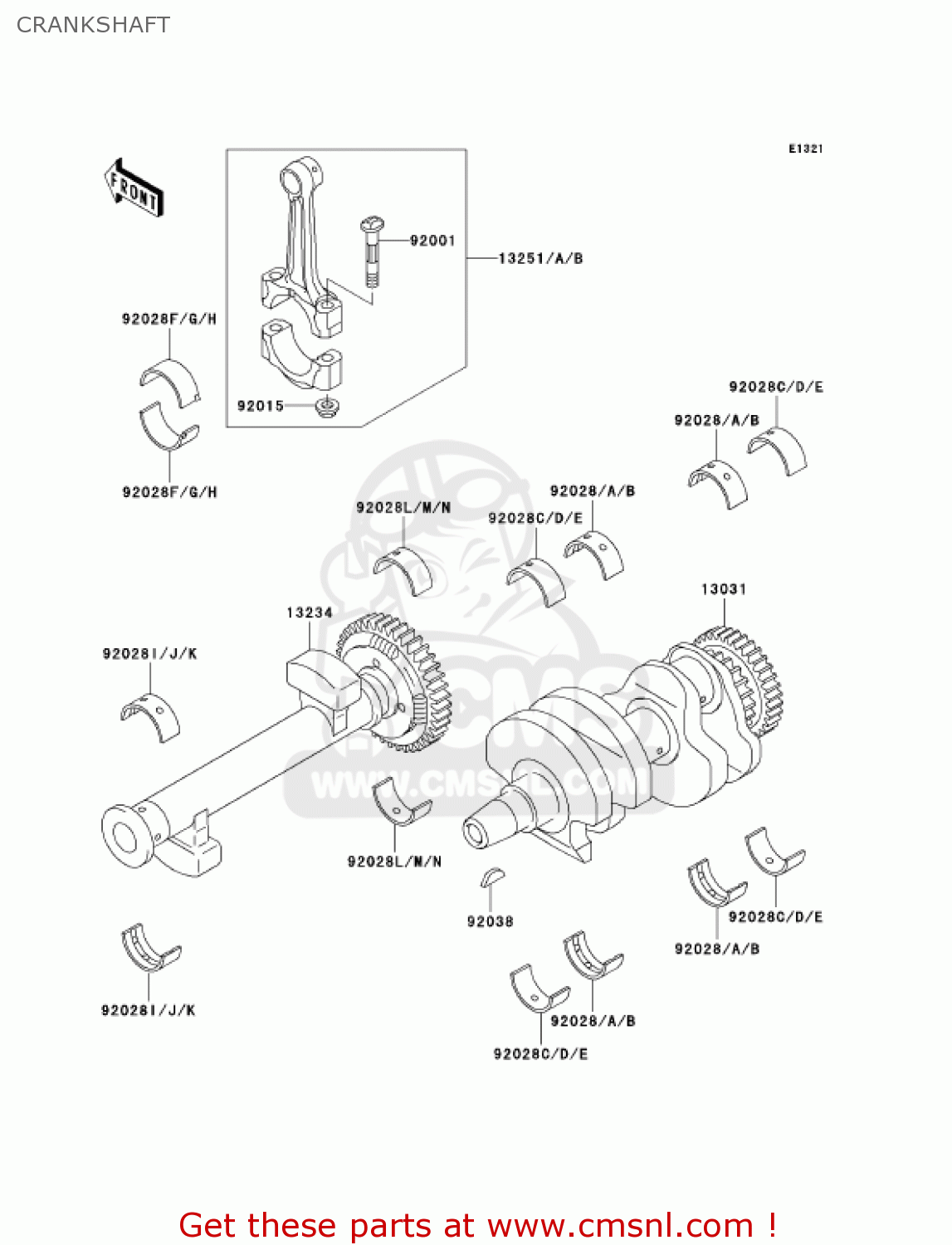 CRANKSHAFT EX500D8 NINJA 500R 2001 USA CALIFORNIA CANADA