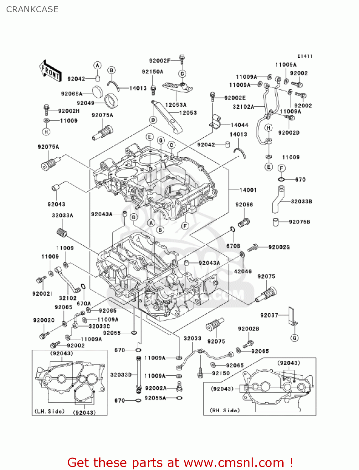 CRANKCASE EX500D8 NINJA 500R 2001 USA CALIFORNIA CANADA