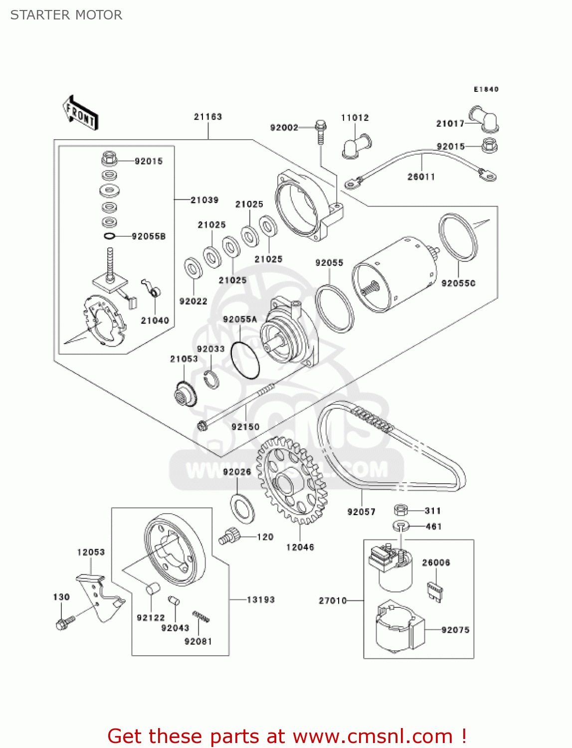 STARTER MOTOR EX500D8 NINJA 500R 2001 USA CALIFORNIA CANADA