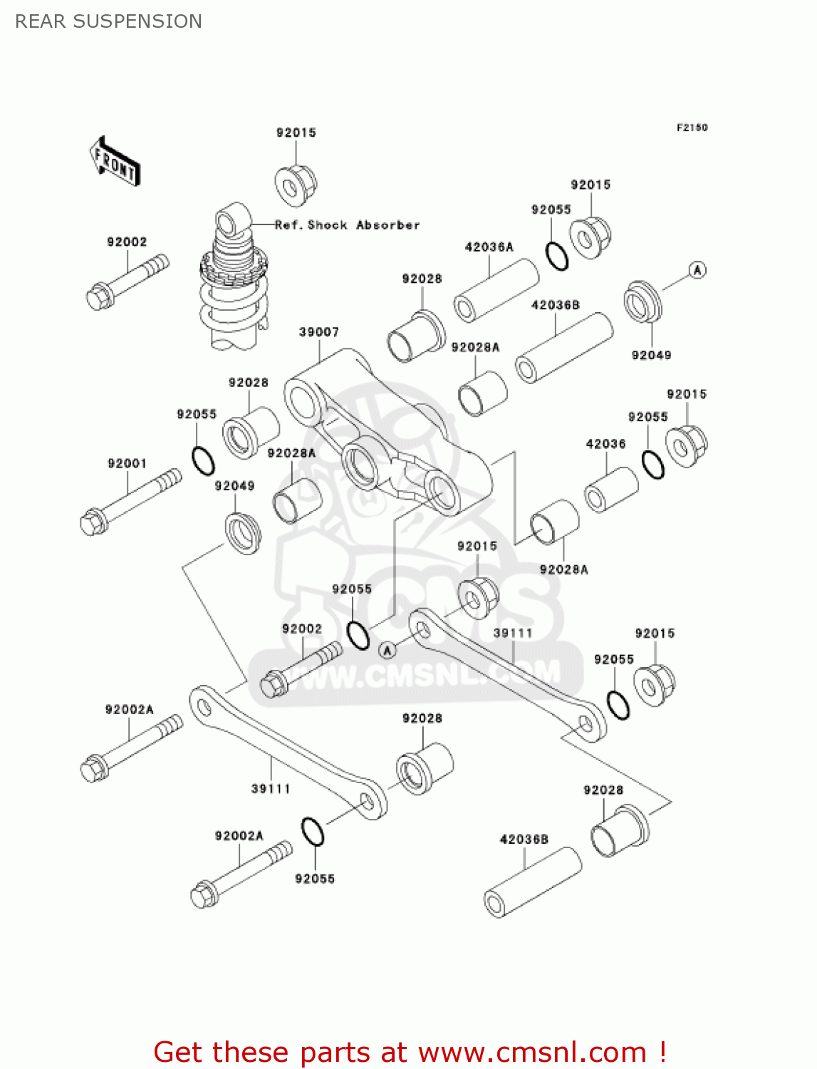 REAR SUSPENSION EX500D8 NINJA 500R 2001 USA CALIFORNIA CANADA