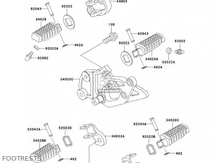 FOOTRESTS - EX500D8 NINJA 500R 2001 USA CALIFORNIA CANADA