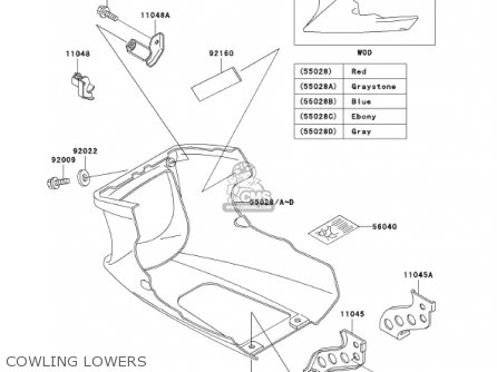 COWLING LOWERS - EX500D8 NINJA 500R 2001 USA CALIFORNIA CANADA