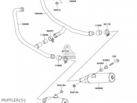 MUFFLER(S) - EX500D8 NINJA 500R 2001 USA CALIFORNIA CANADA
