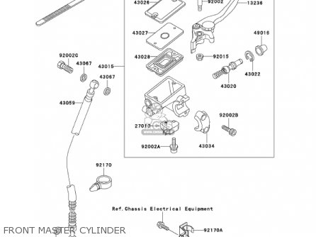 FRONT MASTER CYLINDER - EX500D8 NINJA 500R 2001 USA CALIFORNIA CANADA