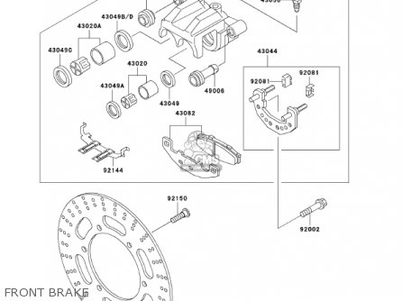 FRONT BRAKE - EX500D8 NINJA 500R 2001 USA CALIFORNIA CANADA