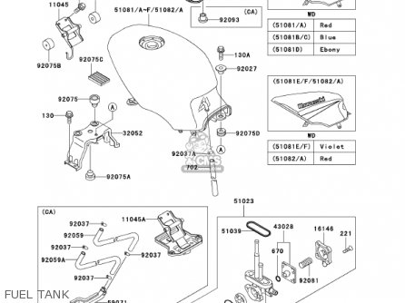 FUEL TANK - EX500D8 NINJA 500R 2001 USA CALIFORNIA CANADA