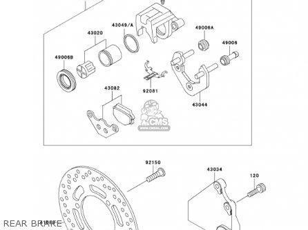 REAR BRAKE - EX500D8 NINJA 500R 2001 USA CALIFORNIA CANADA