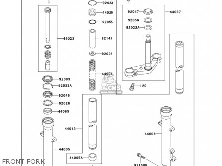 FRONT FORK - EX500D8 NINJA 500R 2001 USA CALIFORNIA CANADA