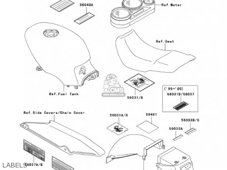 LABELS - EX500D8 NINJA 500R 2001 USA CALIFORNIA CANADA