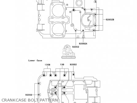 CRANKCASE BOLT PATTERN - EX500D8 NINJA 500R 2001 USA CALIFORNIA CANADA