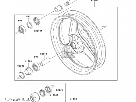 FRONT WHEEL - EX500D8 NINJA 500R 2001 USA CALIFORNIA CANADA