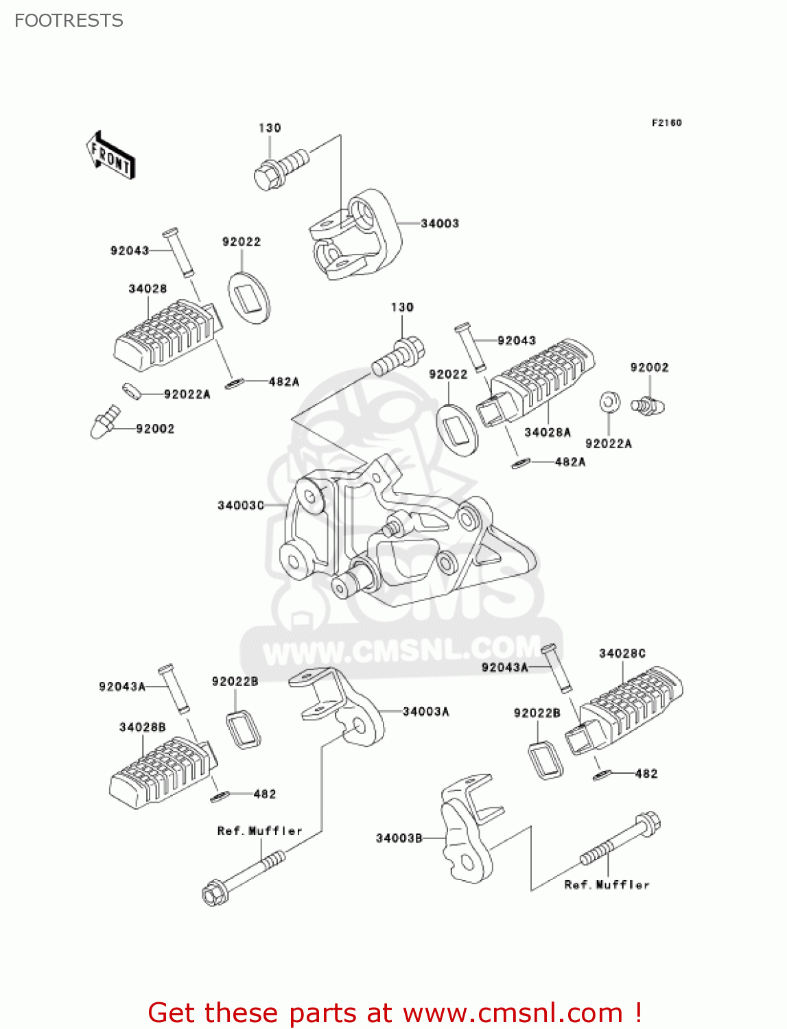 FOOTRESTS EX500D9 NINJA 500R 2002 USA CALIFORNIA CANADA