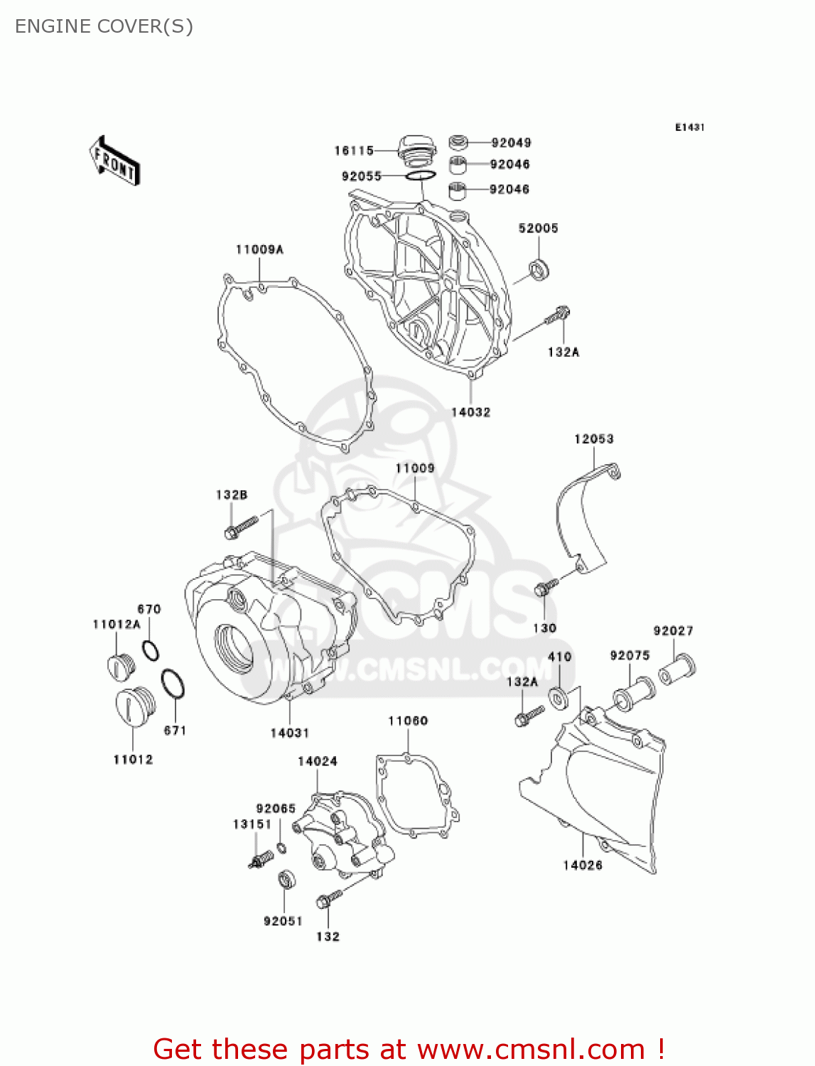 ENGINE COVER(S) EX500D9 NINJA 500R 2002 USA CALIFORNIA CANADA