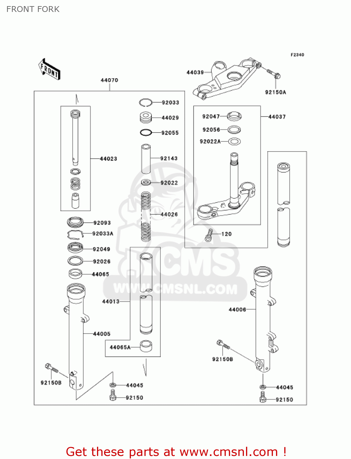 FRONT FORK EX500D9 NINJA 500R 2002 USA CALIFORNIA CANADA