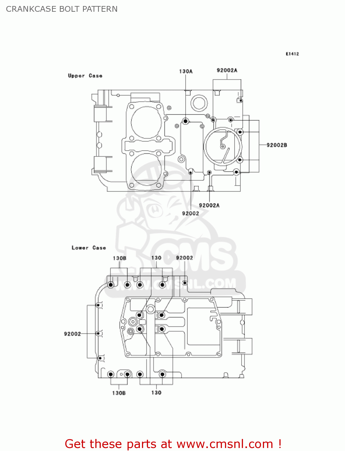 CRANKCASE BOLT PATTERN EX500D9 NINJA 500R 2002 USA CALIFORNIA CANADA