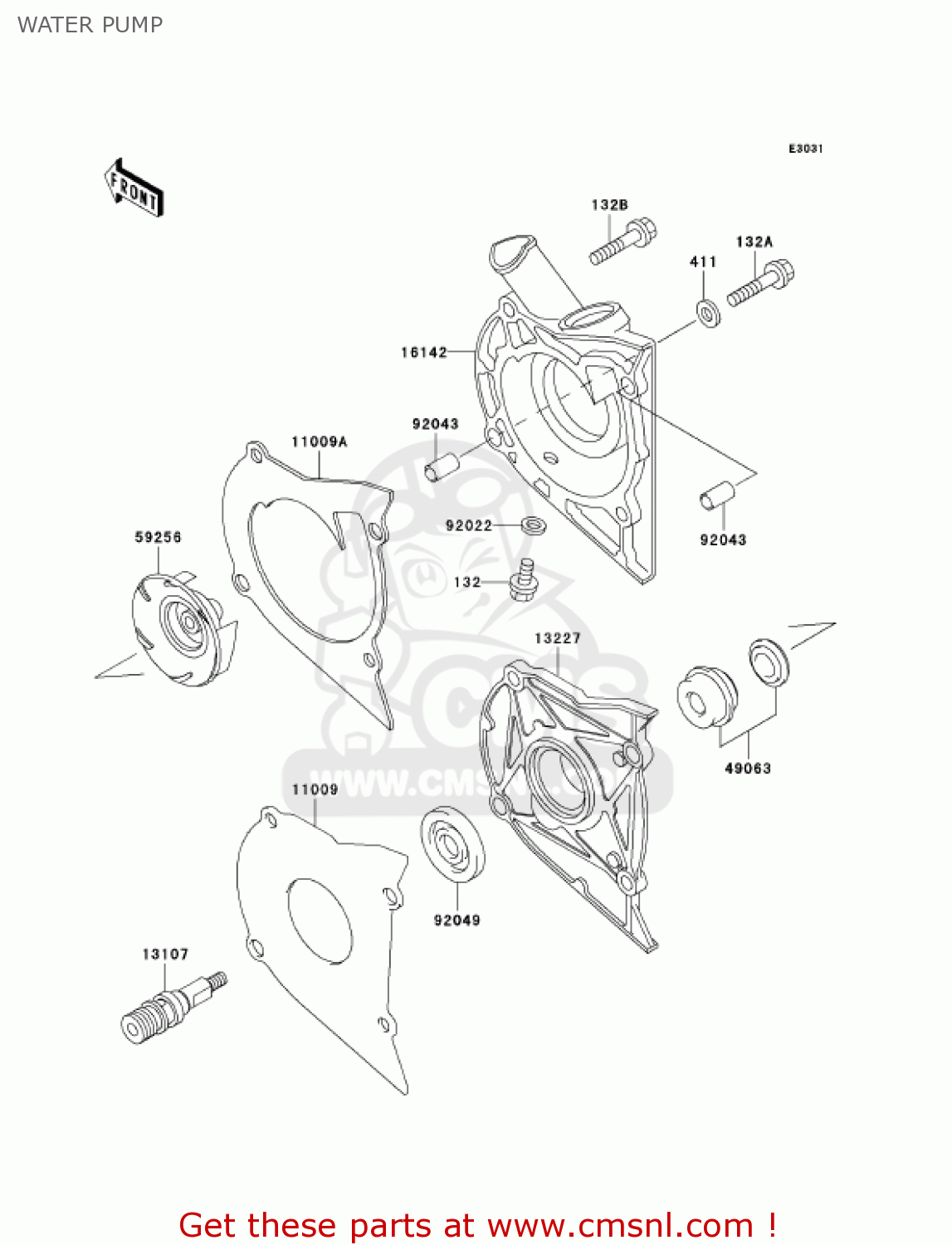 WATER PUMP EX500D9 NINJA 500R 2002 USA CALIFORNIA CANADA