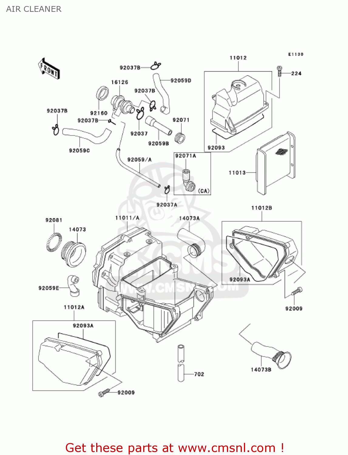 AIR CLEANER EX500D9 NINJA 500R 2002 USA CALIFORNIA CANADA