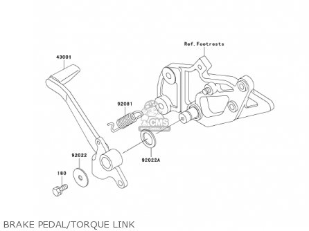 BRAKE PEDAL/TORQUE LINK - EX500D9 NINJA 500R 2002 USA CALIFORNIA CANADA