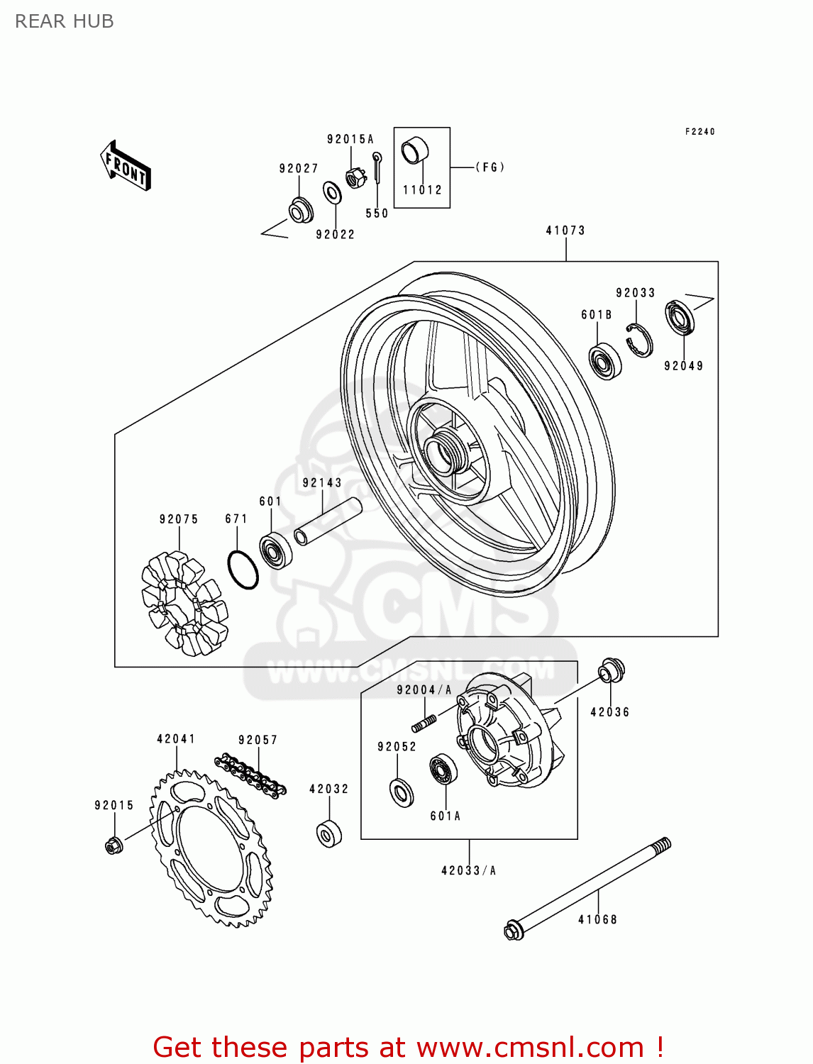 REAR HUB EX500E1 GPZ500S 1994 EUROPE FR NL FG GR IT NR SP