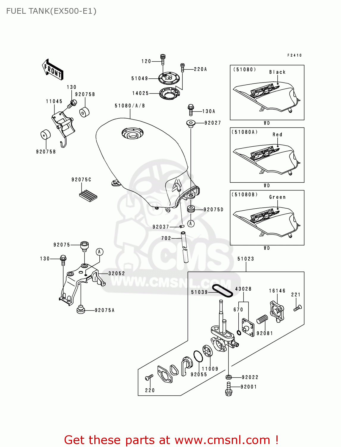 FUEL TANK(EX500-E1) EX500E1 GPZ500S 1994 EUROPE FR NL FG GR IT NR SP