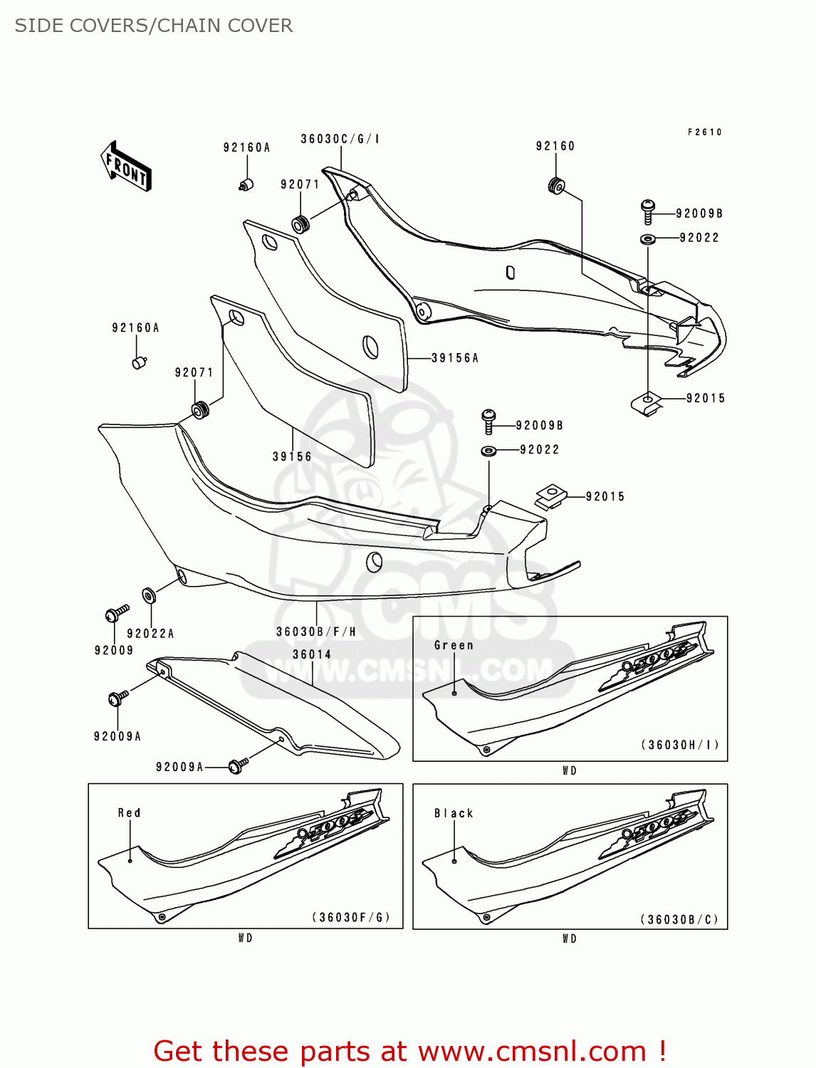 SIDE COVERS/CHAIN COVER EX500E1 GPZ500S 1994 EUROPE FR NL FG GR IT NR SP