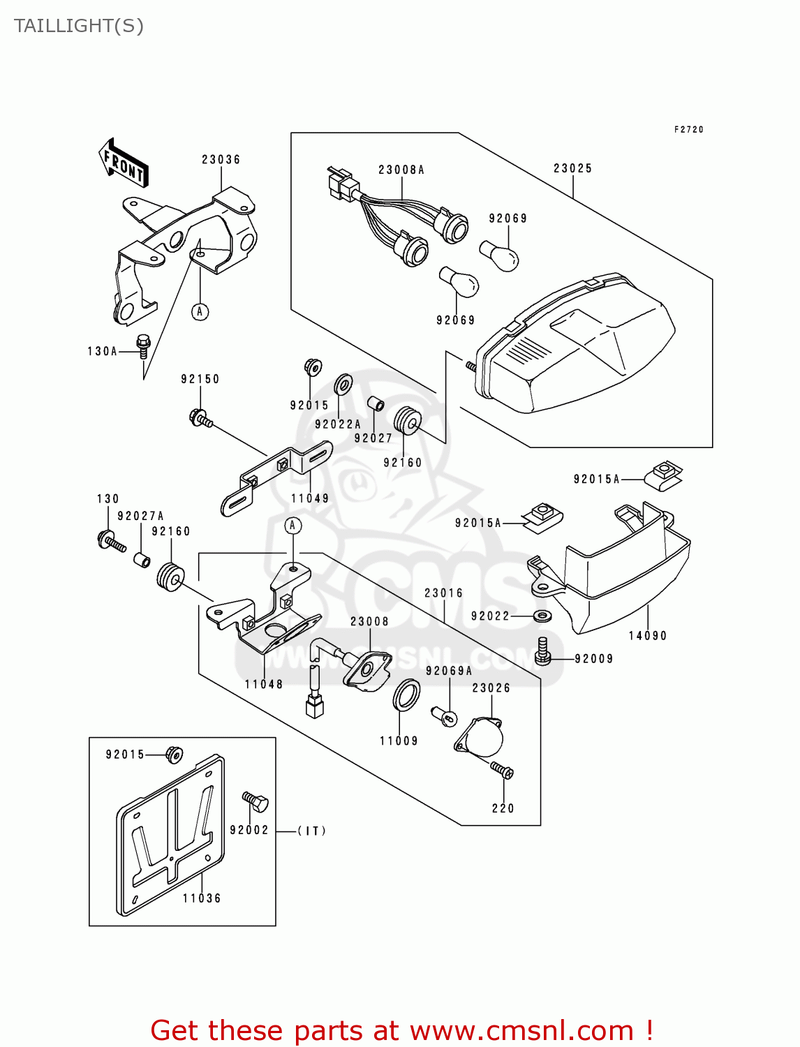 TAILLIGHT(S) EX500E1 GPZ500S 1994 EUROPE FR NL FG GR IT NR SP